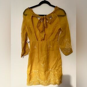 Anita Dongre Handmade Embroidered Dress - Chikankari Linen Dress NWT